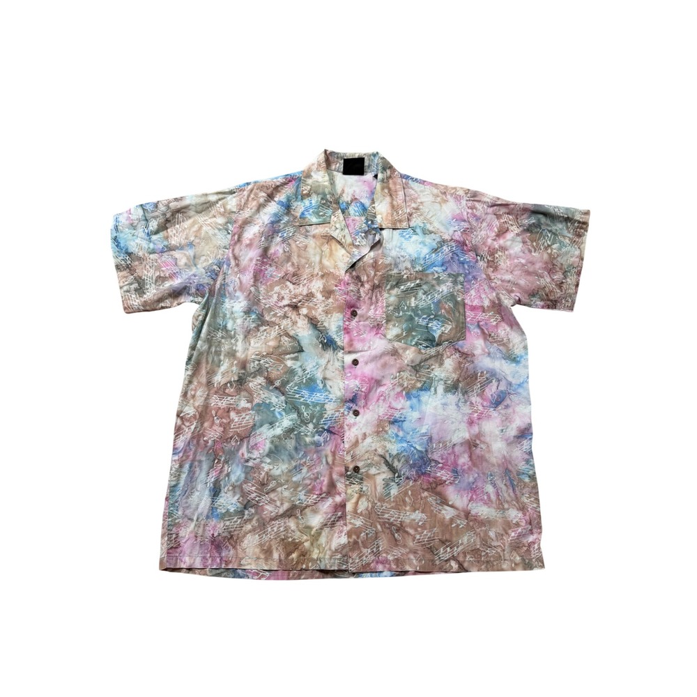 Vintage‎ Pipeline USA Music Note Abstract Button Up Shirt 1X Made USA